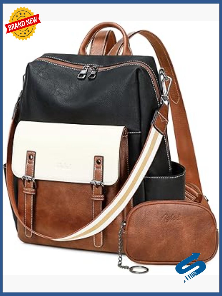 Pu Leather Backpack Purse Faux Work Travel Handbag Laptop Tote